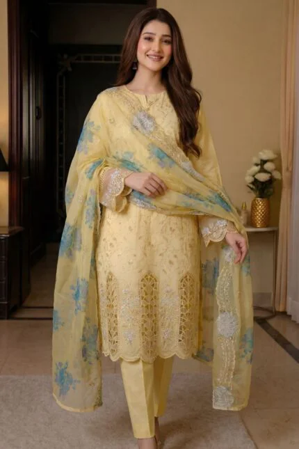 RAMEEN STITCHED LUXURY LASER-KARI EMBROIDERED LAWN SUIT