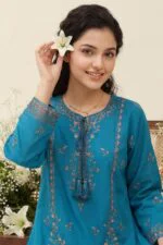 REET LUXURY SEMI-STITCHED CHIKEN-KARI SLUB LAWN SUIT WITH FANCY DUPATTA