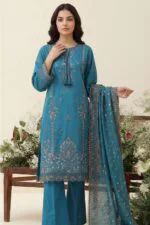 REET LUXURY SEMI-STITCHED CHIKEN-KARI SLUB LAWN SUIT WITH FANCY DUPATTA