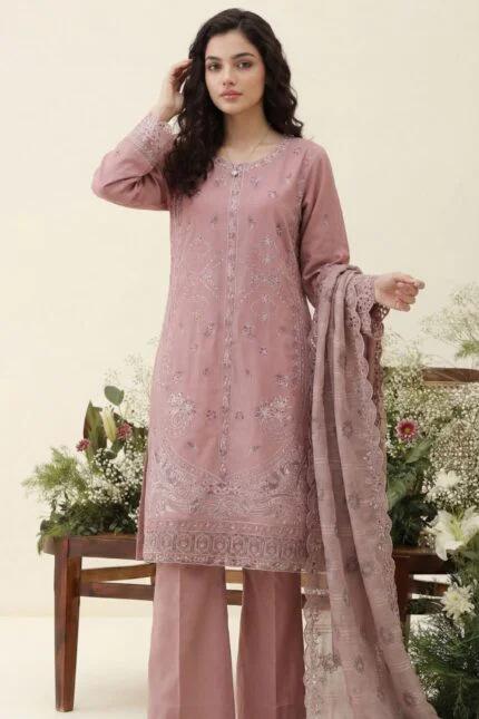 REET LUXURY SEMI-STITCHED CHIKEN-KARI SLUB LAWN SUIT WITH FANCY DUPATTA