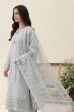 REET LUXURY SEMI-STITCHED CHIKEN-KARI SLUB LAWN SUIT WITH FANCY DUPATTA