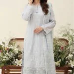 REET LUXURY SEMI-STITCHED CHIKEN-KARI SLUB LAWN SUIT WITH FANCY DUPATTA