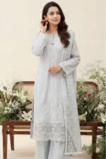 REET LUXURY SEMI-STITCHED CHIKEN-KARI SLUB LAWN SUIT WITH FANCY DUPATTA