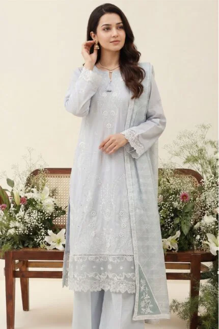REET LUXURY SEMI-STITCHED CHIKEN-KARI SLUB LAWN SUIT WITH FANCY DUPATTA