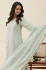 REET LUXURY SEMI-STITCHED CHIKEN-KARI SLUB LAWN SUIT WITH FANCY DUPATTA