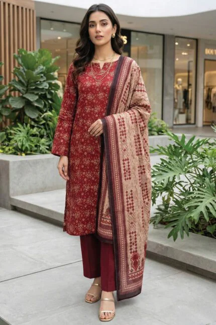 SAIKA PREMIUM UNSTITCHED TANA DORA LAWN DIGITAL PRINTED SUIT