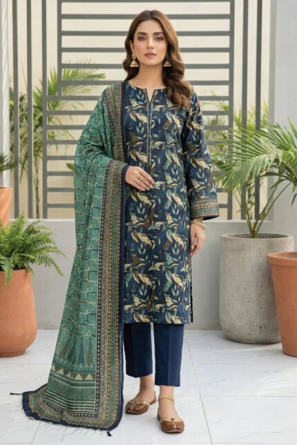 SAIKA PREMIUM UNSTITCHED TANA DORA LAWN DIGITAL PRINTED SUIT