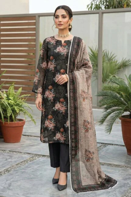 SAIKA PREMIUM UNSTITCHED TANA DORA LAWN DIGITAL PRINTED SUIT