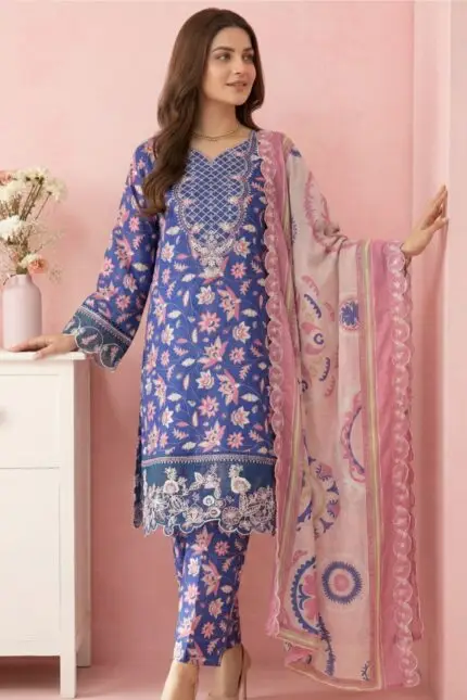 NISH Embroidered Lawn Print Stitched 3-Piece Suite