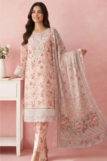 NISH Embroidered Lawn Print Stitched 3-Piece Suite