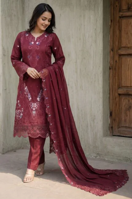 AAINA LUXURY HEAVY EMBROIDERED LAWN 3PC SUIT