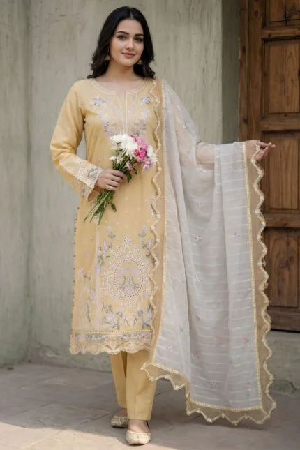 AAINA LUXURY HEAVY EMBROIDERED LAWN 3PC SUIT
