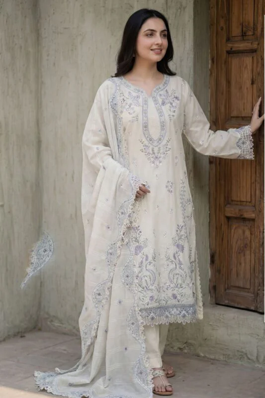 AAINA LUXURY HEAVY EMBROIDERED LAWN 3PC SUIT