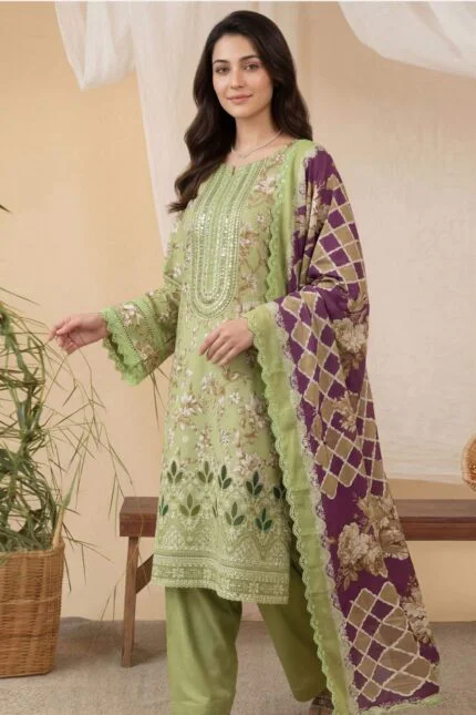 BEBO BEST CHIKENKARI LASER KARI EMBROIDERED LAWN 3PC SUIT