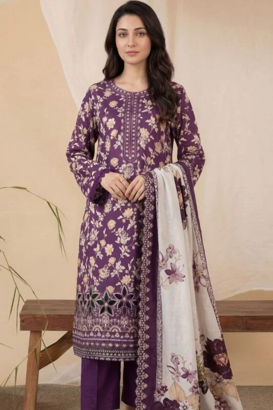 BEBO BEST CHIKENKARI LASER KARI EMBROIDERED LAWN 3PC SUIT
