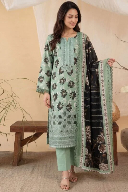 BEBO BEST CHIKENKARI LASER KARI EMBROIDERED LAWN 3PC SUIT