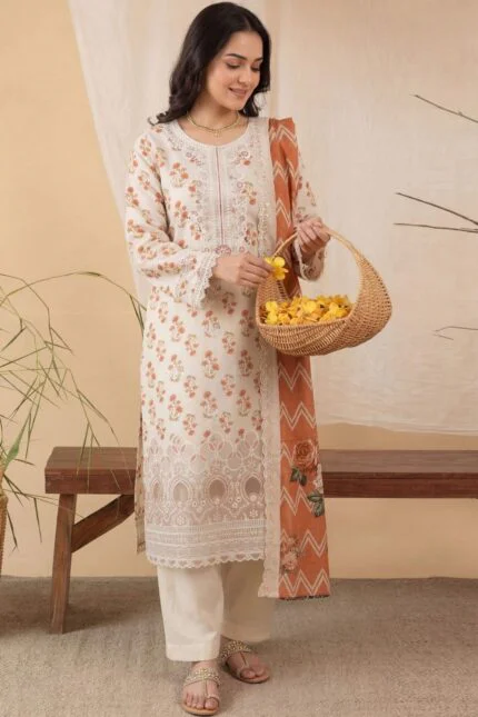 BEBO BEST CHIKENKARI LASER KARI EMBROIDERED LAWN 3PC SUIT