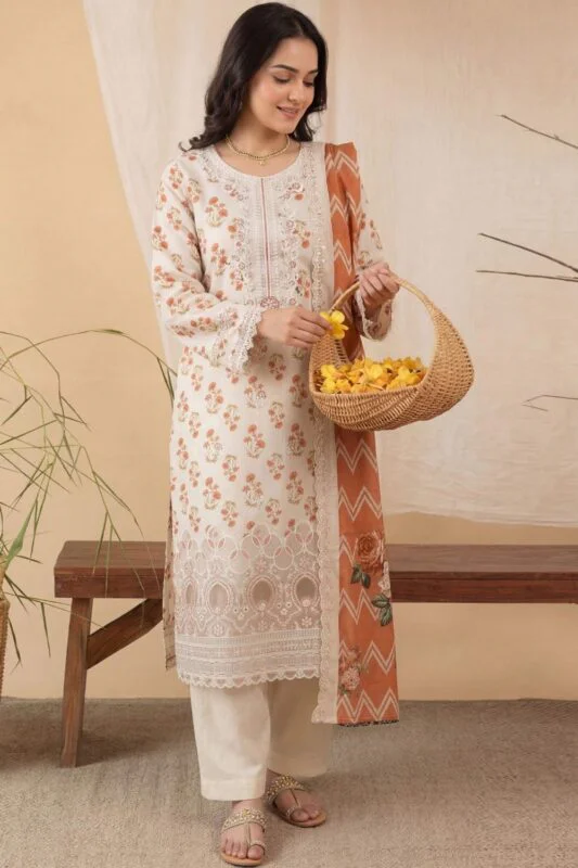 BEBO BEST CHIKENKARI LASER KARI EMBROIDERED LAWN 3PC SUIT