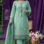 HAYAM BEST CHIKENKARI EMBROIDERED BANA DORA LAWN 3PC SUIT