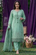HAYAM BEST CHIKENKARI EMBROIDERED BANA DORA LAWN 3PC SUIT
