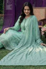 HAYAM BEST CHIKENKARI EMBROIDERED BANA DORA LAWN 3PC SUIT
