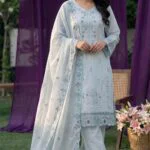 HAYAM BEST CHIKENKARI EMBROIDERED BANA DORA LAWN 3PC SUIT