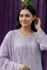 HAYAM BEST CHIKENKARI EMBROIDERED BANA DORA LAWN 3PC SUIT