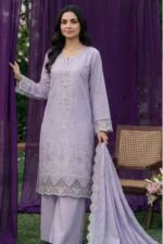 HAYAM BEST CHIKENKARI EMBROIDERED BANA DORA LAWN 3PC SUIT