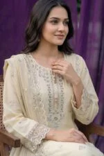 HAYAM BEST CHIKENKARI EMBROIDERED BANA DORA LAWN 3PC SUIT
