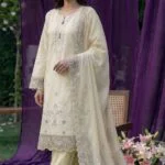 HAYAM BEST CHIKENKARI EMBROIDERED BANA DORA LAWN 3PC SUIT