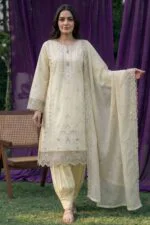 HAYAM BEST CHIKENKARI EMBROIDERED BANA DORA LAWN 3PC SUIT