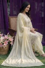HAYAM BEST CHIKENKARI EMBROIDERED BANA DORA LAWN 3PC SUIT