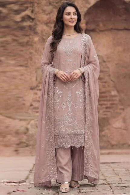 MAHGUL BEST SEMI-STITCHED LUXURY EMBROIDERED CHIFFON 3PC SUIT