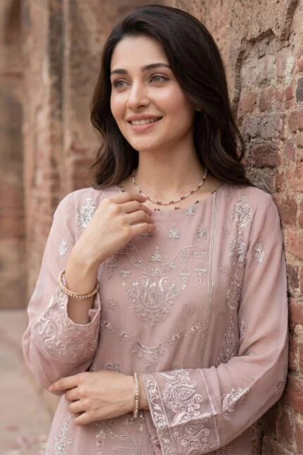 MAHGUL BEST SEMI-STITCHED LUXURY EMBROIDERED CHIFFON 3PC SUIT