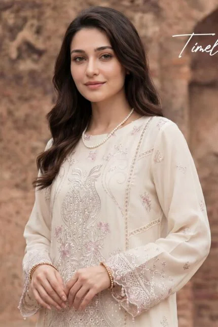 MAHGUL BEST SEMI-STITCHED LUXURY EMBROIDERED CHIFFON 3PC SUIT