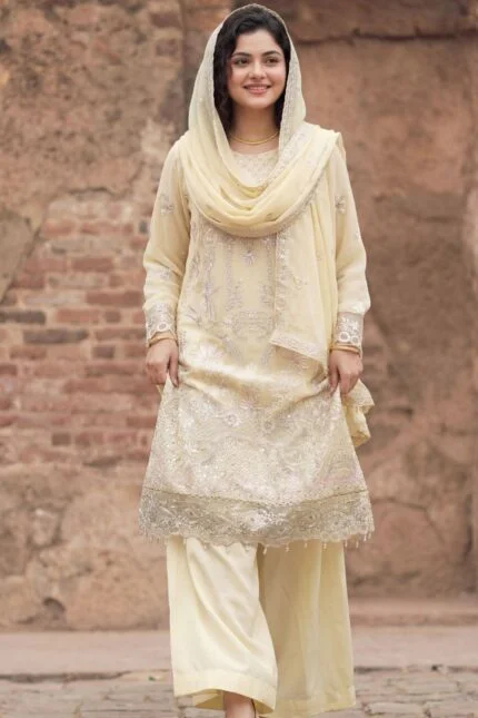 MAHGUL BEST SEMI-STITCHED LUXURY EMBROIDERED CHIFFON 3PC SUIT