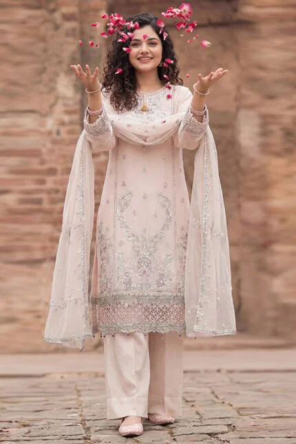 MAHGUL BEST SEMI-STITCHED LUXURY EMBROIDERED CHIFFON 3PC SUIT