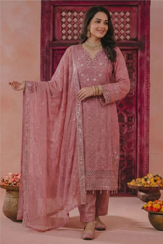 RIWAJ BEST LUXURY EMBROIDERED CHIFFON 3PC SUIT