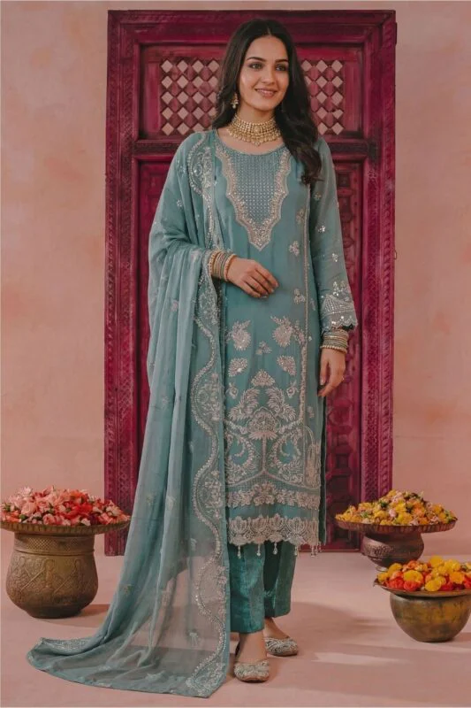 RIWAJ BEST LUXURY EMBROIDERED CHIFFON 3PC SUIT
