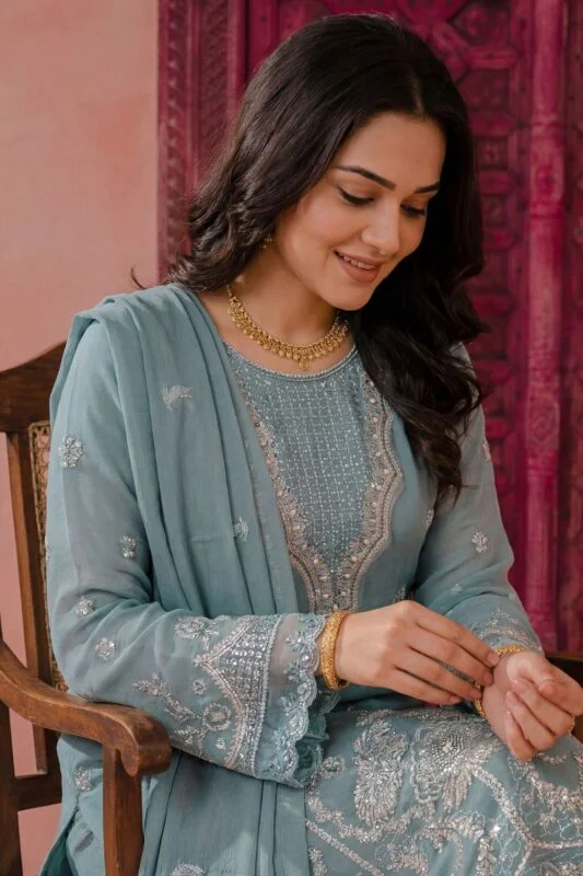 RIWAJ BEST LUXURY EMBROIDERED CHIFFON 3PC SUIT