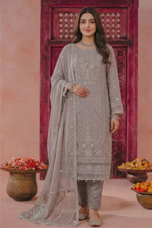 RIWAJ BEST LUXURY EMBROIDERED CHIFFON 3PC SUIT