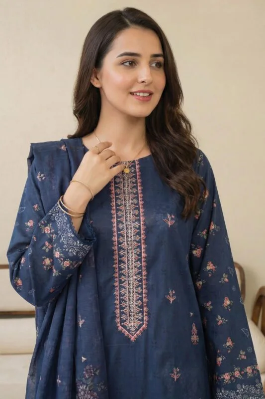 ROZEENA BEST EMBROIDERED PRINTED LAWN 3PC SUIT