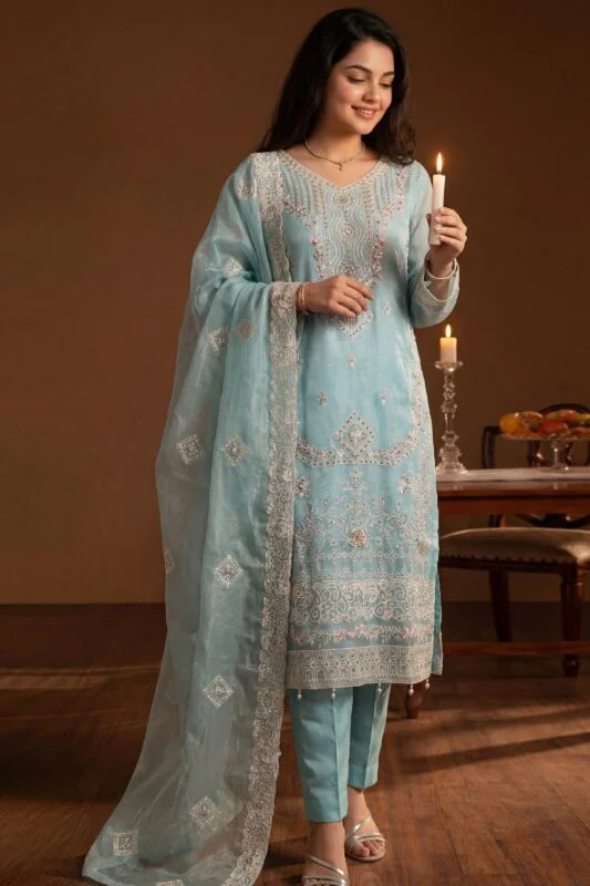 SEHER GUL BEST EMBROIDERED SHESHA ORGANZA 3PC SUIT