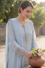 WADA BEST CHIKENKARI EMBROIDERED SLUB LAWN 3PC SUIT