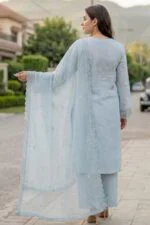 WADA BEST CHIKENKARI EMBROIDERED SLUB LAWN 3PC SUIT