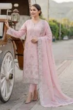 WADA BEST CHIKENKARI EMBROIDERED SLUB LAWN 3PC SUIT