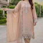 WADA BEST CHIKENKARI EMBROIDERED SLUB LAWN 3PC SUIT