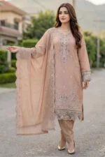 WADA BEST CHIKENKARI EMBROIDERED SLUB LAWN 3PC SUIT