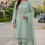 WADA BEST CHIKENKARI EMBROIDERED SLUB LAWN 3PC SUIT