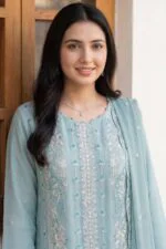 ZAREHA BEST SEMI-STITCHED LUXURY EMBROIDERED CHIFFON 3PC SUIT